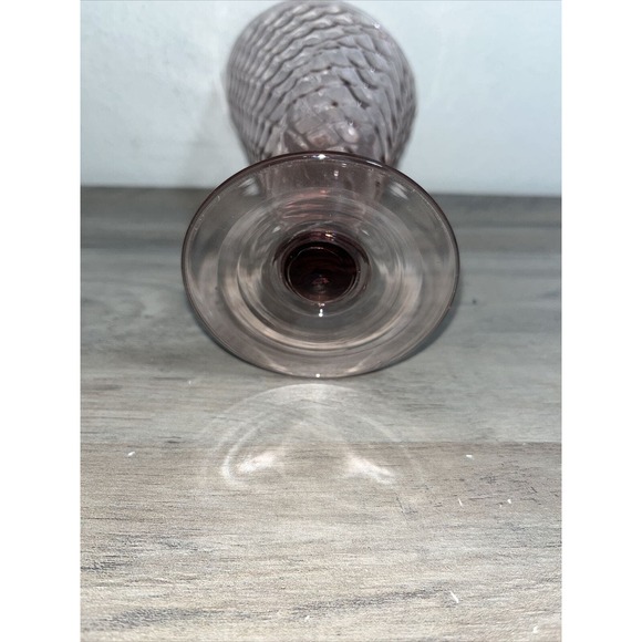 Ice Cream Dessert‎ Dish Vintage Waffle Cone Pattern Pink Glass 6.5 Inch - Picture 4 of 6